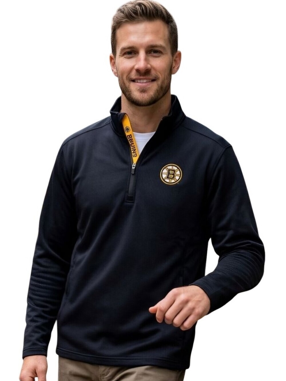 LevelWear Boston Bruins Essence Team Text 1/4 Zip Black Pullover Size M